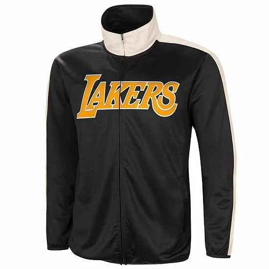 Men's G-III Sports By Carl Banks Black/White Los Angeles Lakers Zone Blitz Tricot Full-Zip Track Jacket - Image 2