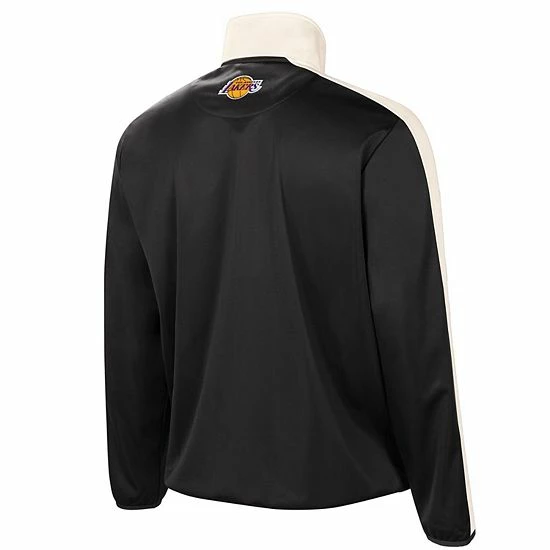 Men's G-III Sports By Carl Banks Black/White Los Angeles Lakers Zone Blitz Tricot Full-Zip Track Jacket - Image 3