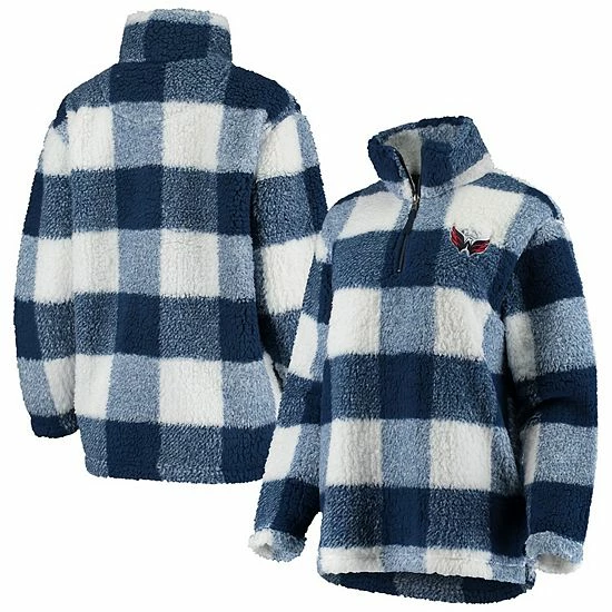 Women's G-III 4Her by Carl Banks Navy/White Washington Capitals Plaid Sherpa Quarter-Zip Jacket Women's G-III 4Her By Carl Banks Navy/White Washington Capitals Plaid Sherpa Quarter-Zip Jacket -G-III Sales Store unnamed file 1026