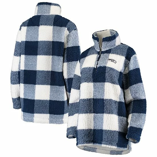 Women's G-III 4Her by Carl Banks Navy Seattle Seahawks Sherpa Plaid Quarter-Zip Jacket Women's G-III 4Her By Carl Banks Navy Seattle Seahawks Sherpa Plaid Quarter-Zip Jacket -G-III Sales Store unnamed file 1042
