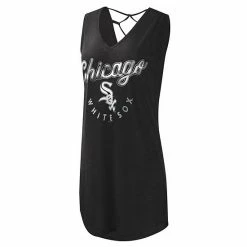 Women's G-III 4Her By Carl Banks Black Chicago White Sox Game Time Slub Beach V-Neck Cover-Up Dress -G-III Sales Store unnamed file 1081