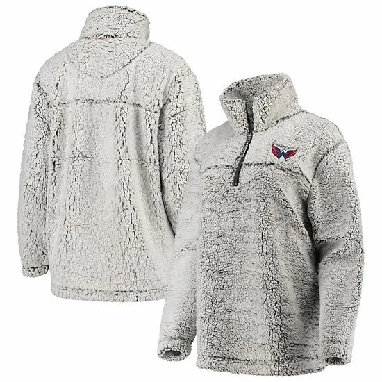 Women's G-III 4Her by Carl Banks Gray Washington Capitals Sherpa Quarter-Zip Pullover Jacket Women's G-III 4Her By Carl Banks Gray Washington Capitals Sherpa Quarter-Zip Pullover Jacket -G-III Sales Store unnamed file 1101