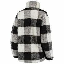 Women's G-III 4Her By Carl Banks Black/White Boston Bruins Plaid Sherpa Quarter-Zip Jacket -G-III Sales Store unnamed file 1148