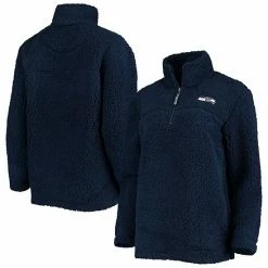 Women's G-III 4Her By Carl Banks College Navy Seattle Seahawks Sherpa Quarter-Zip Jacket