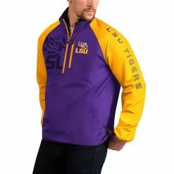 Men's G-III Sports By Carl Banks Purple LSU Tigers Point Guard Raglan Half-Zip Jacket