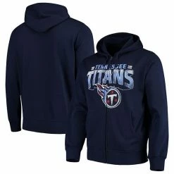 Men's G-III Sports By Carl Banks Navy Tennessee Titans Perfect Season Full-Zip Hoodie
