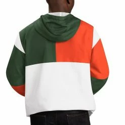 Men's G-III Sports By Carl Banks White/Green Miami Hurricanes College Fair Catch Half-Zip Hoodie -G-III Sales Store unnamed file 1216