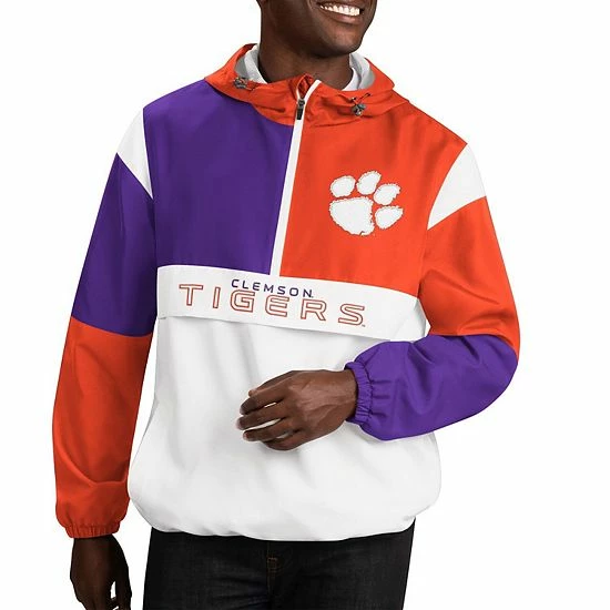 Men's G-III Sports by Carl Banks White/Orange Clemson Tigers College Fair Catch Half-Zip Hoodie Men's G-III Sports By Carl Banks White/Orange Clemson Tigers College Fair Catch Half-Zip Hoodie -G-III Sales Store unnamed file 1231