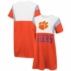 Women's G-III 4Her By Carl Banks Orange/White Clemson Tigers 3rd Down Short Sleeve T-Shirt Dress