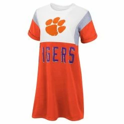 Women's G-III 4Her By Carl Banks Orange/White Clemson Tigers 3rd Down Short Sleeve T-Shirt Dress -G-III Sales Store unnamed file 1236