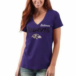 Women's G-III 4Her By Carl Banks Purple Baltimore Ravens Post Season V-Neck T-Shirt -G-III Sales Store unnamed file 124