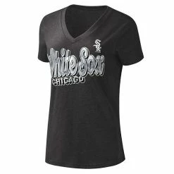Women's G-III 4Her By Carl Banks Black Chicago White Sox First Place V-Neck T-Shirt