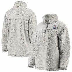 Women's G-III 4Her By Carl Banks Gray Edmonton Oilers Sherpa Quarter-Zip Pullover Jacket