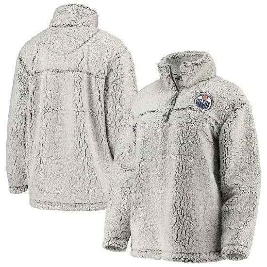 Women's G-III 4Her by Carl Banks Gray Edmonton Oilers Sherpa Quarter-Zip Pullover Jacket Women's G-III 4Her By Carl Banks Gray Edmonton Oilers Sherpa Quarter-Zip Pullover Jacket -G-III Sales Store unnamed file 1294