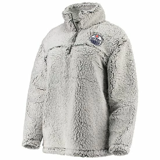 Women's G-III 4Her by Carl Banks Gray Edmonton Oilers Sherpa Quarter-Zip Pullover Jacket Women's G-III 4Her By Carl Banks Gray Edmonton Oilers Sherpa Quarter-Zip Pullover Jacket -G-III Sales Store unnamed file 1295
