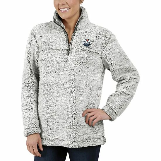 Women's G-III 4Her by Carl Banks Gray Edmonton Oilers Sherpa Quarter-Zip Pullover Jacket Women's G-III 4Her By Carl Banks Gray Edmonton Oilers Sherpa Quarter-Zip Pullover Jacket -G-III Sales Store unnamed file 1297