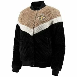 Women's G-III 4Her By Carl Banks Black/Cream New Orleans Saints Riot Squad Sherpa Full-Snap Jacket -G-III Sales Store unnamed file 1306
