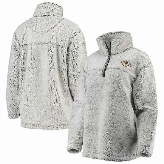 Women's G-III 4Her by Carl Banks Gray Nashville Predators Sherpa Quarter-Zip Pullover Jacket Women's G-III 4Her By Carl Banks Gray Nashville Predators Sherpa Quarter-Zip Pullover Jacket -G-III Sales Store unnamed file 1334