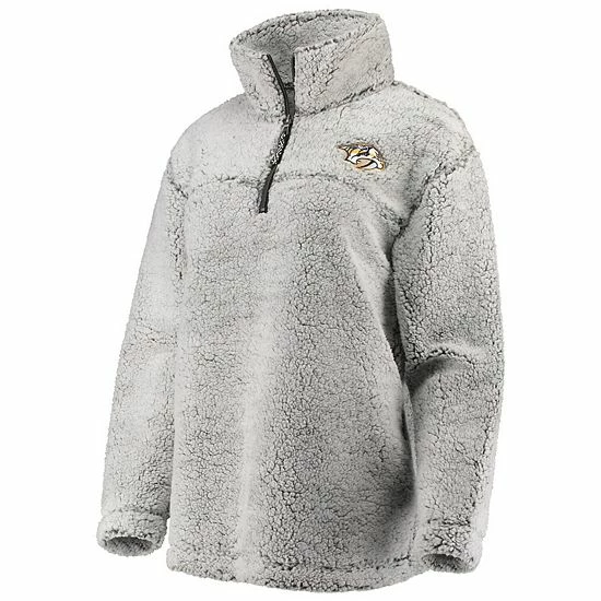 Women's G-III 4Her by Carl Banks Gray Nashville Predators Sherpa Quarter-Zip Pullover Jacket Women's G-III 4Her By Carl Banks Gray Nashville Predators Sherpa Quarter-Zip Pullover Jacket -G-III Sales Store unnamed file 1335
