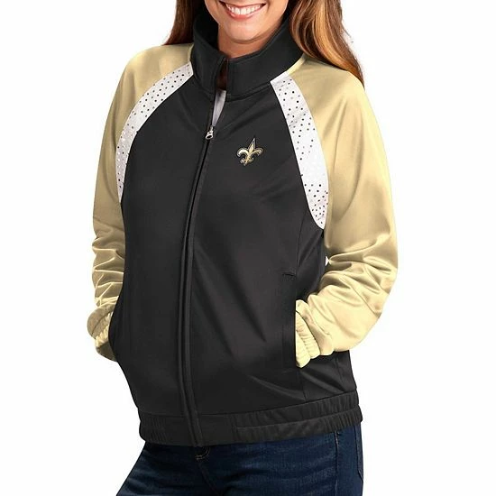 Women's G-III 4Her by Carl Banks Black/Gold New Orleans Saints Confetti Raglan Full-Zip Track Jacket Women's G-III 4Her By Carl Banks Black/Gold New Orleans Saints Confetti Raglan Full-Zip Track Jacket -G-III Sales Store unnamed file 1338