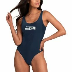 Women's G-III 4Her By Carl Banks Scarlet Seattle Seahawks Making Waves One-Piece Swimsuit