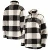 Women's G-III 4Her By Carl Banks Black/White San Jose Sharks Plaid Sherpa Quarter-Zip Jacket