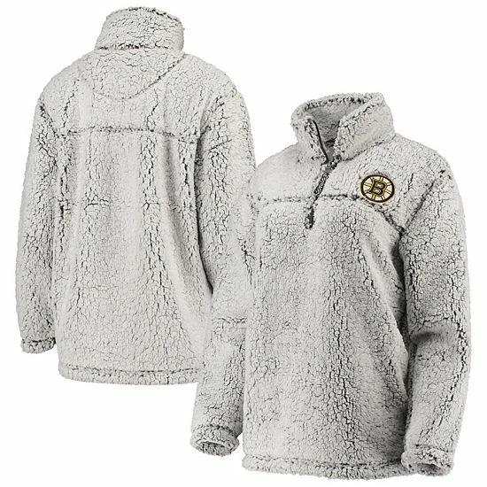 Women's G-III 4Her by Carl Banks Gray Boston Bruins Sherpa Quarter-Zip Pullover Jacket Women's G-III 4Her By Carl Banks Gray Boston Bruins Sherpa Quarter-Zip Pullover Jacket -G-III Sales Store unnamed file 1385