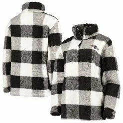 Women's G-III 4Her By Carl Banks Black Baltimore Ravens Sherpa Plaid Quarter-Zip Jacket