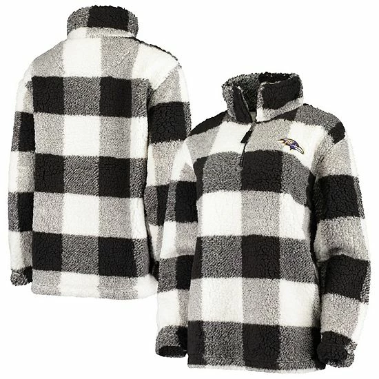 Women's G-III 4Her by Carl Banks Black Baltimore Ravens Sherpa Plaid Quarter-Zip Jacket Women's G-III 4Her By Carl Banks Black Baltimore Ravens Sherpa Plaid Quarter-Zip Jacket -G-III Sales Store unnamed file 1408