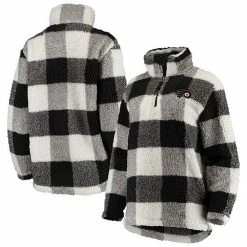Women's G-III 4Her By Carl Banks Black/White Philadelphia Flyers Plaid Sherpa Quarter-Zip Jacket