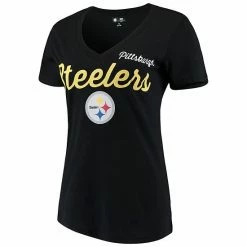 Women's G-III 4Her By Carl Banks Black Pittsburgh Steelers Post Season V-Neck T-Shirt