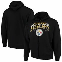 Men's G-III Sports By Carl Banks Black Pittsburgh Steelers Perfect Season Full-Zip Hoodie