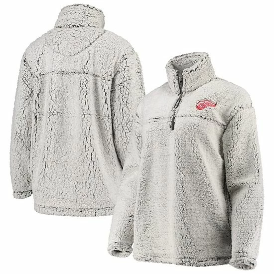 Women's G-III 4Her by Carl Banks Gray Detroit Red Wings Sherpa Quarter-Zip Pullover Jacket Women's G-III 4Her By Carl Banks Gray Detroit Red Wings Sherpa Quarter-Zip Pullover Jacket -G-III Sales Store unnamed file 1495