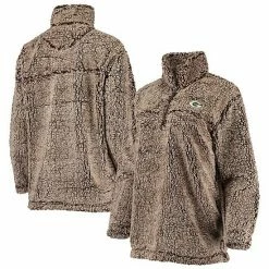 Women's G-III 4Her By Carl Banks Tan Green Bay Packers Sherpa Quarter-Zip Jacket