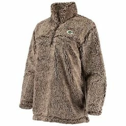 Women's G-III 4Her By Carl Banks Tan Green Bay Packers Sherpa Quarter-Zip Jacket -G-III Sales Store unnamed file 1500