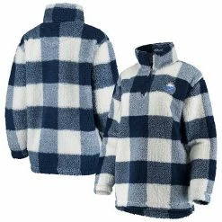 Women's G-III 4Her By Carl Banks Navy/White Buffalo Sabres Plaid Sherpa Quarter-Zip Jacket
