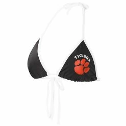 Women's G-III 4Her By Carl Banks Black Clemson Tigers Perfect Match Bikini Top