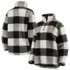 Women's G-III 4Her By Carl Banks Black/White Pittsburgh Penguins Plaid Sherpa Quarter-Zip Jacket