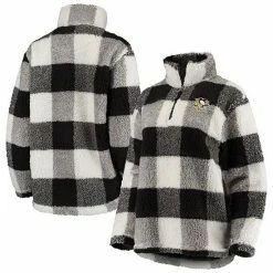 Women's G-III 4Her By Carl Banks Black/White Pittsburgh Penguins Plaid Sherpa Quarter-Zip Jacket