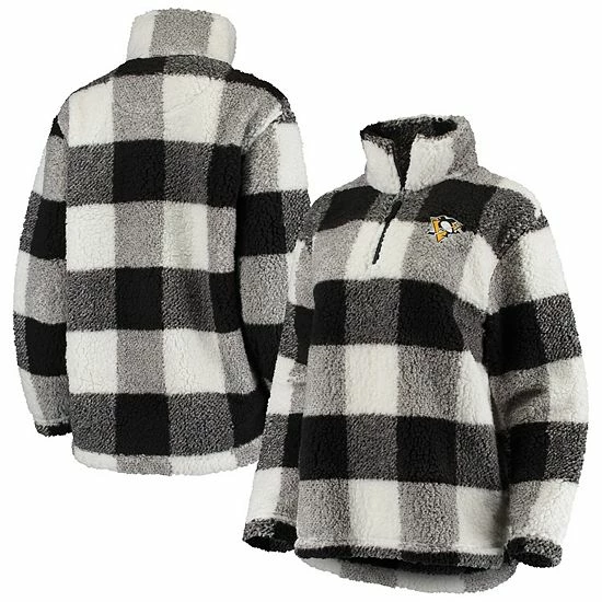 Women's G-III 4Her by Carl Banks Black/White Pittsburgh Penguins Plaid Sherpa Quarter-Zip Jacket Women's G-III 4Her By Carl Banks Black/White Pittsburgh Penguins Plaid Sherpa Quarter-Zip Jacket -G-III Sales Store unnamed file 154