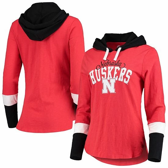 Women's G-III 4Her by Carl Banks Scarlet/Black Nebraska Huskers Passing Play Long Sleeve Hoodie T-Shirt Women's G-III 4Her By Carl Banks Scarlet/Black Nebraska Huskers Passing Play Long Sleeve Hoodie T-Shirt -G-III Sales Store unnamed file 1546