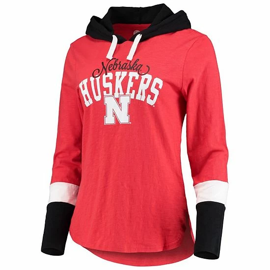 Women's G-III 4Her by Carl Banks Scarlet/Black Nebraska Huskers Passing Play Long Sleeve Hoodie T-Shirt Women's G-III 4Her By Carl Banks Scarlet/Black Nebraska Huskers Passing Play Long Sleeve Hoodie T-Shirt -G-III Sales Store unnamed file 1547
