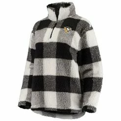 Women's G-III 4Her By Carl Banks Black/White Pittsburgh Penguins Plaid Sherpa Quarter-Zip Jacket 2 Women's G-III 4Her By Carl Banks Black/White Pittsburgh Penguins Plaid Sherpa Quarter-Zip Jacket -G-III Sales Store unnamed file 156