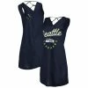 Women's G-III 4Her By Carl Banks College Navy Seattle Seahawks Game Time Swim V-Neck Cover-Up Dress