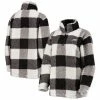 Women's G-III 4Her By Carl Banks Black Philadelphia Eagles Sherpa Plaid Quarter-Zip Jacket