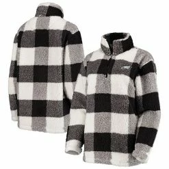 Women's G-III 4Her By Carl Banks Black Philadelphia Eagles Sherpa Plaid Quarter-Zip Jacket
