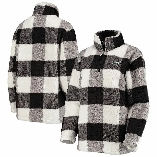 Women's G-III 4Her by Carl Banks Black Philadelphia Eagles Sherpa Plaid Quarter-Zip Jacket Women's G-III 4Her By Carl Banks Black Philadelphia Eagles Sherpa Plaid Quarter-Zip Jacket -G-III Sales Store unnamed file 158