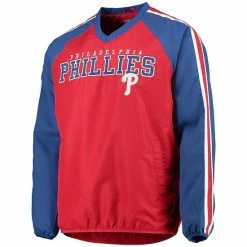 Men's G-III Sports By Carl Banks Red/Royal Philadelphia Phillies Kickoff Raglan V-Neck Pullover Jacket -G-III Sales Store unnamed file 1596
