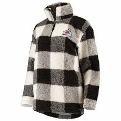 Women's G-III 4Her By Carl Banks Black/White Colorado Avalanche Plaid Sherpa Quarter-Zip Jacket -G-III Sales Store unnamed file 1624