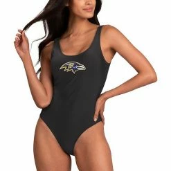 Women's G-III 4Her By Carl Banks Black Baltimore Ravens Making Waves One-Piece Swimsuit